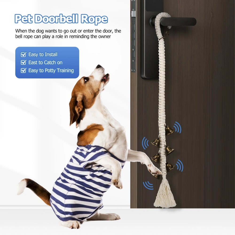 2 Pcs Dog Doorbells for Training Handwoven Cotton Rope Bells for Dog Doorbells for Door Knob Pet Supplies