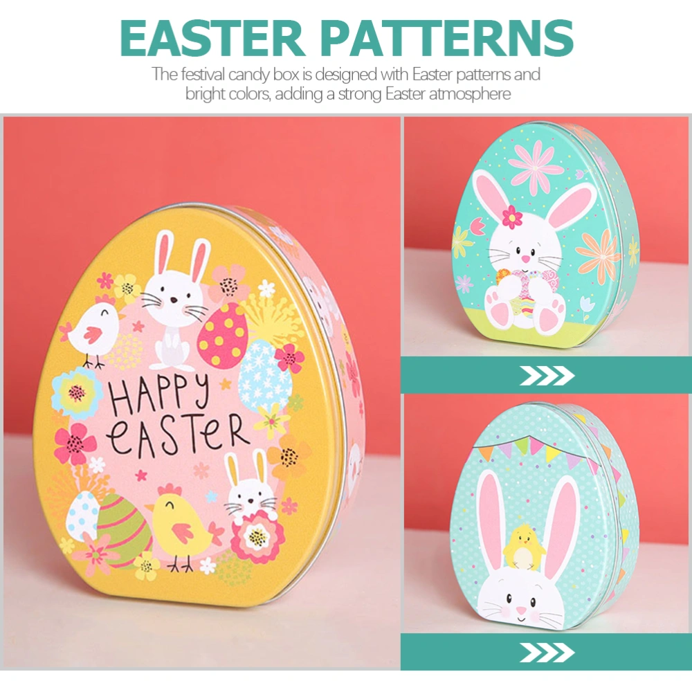 4pcs Easter Eggs Shaped Candy Boxes Rabbit Pattern Candy Boxes Biscuit Storage Box