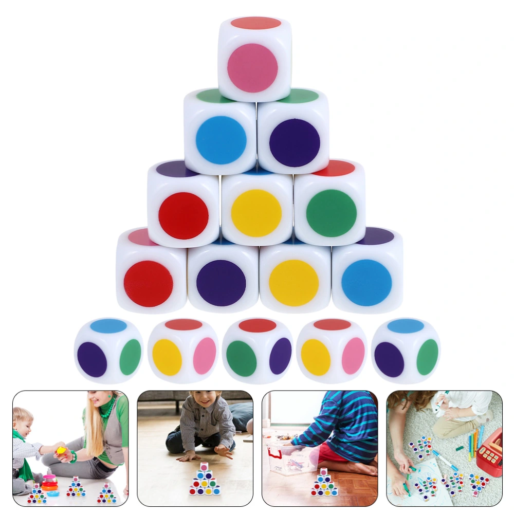 15Pcs Learning Dices Acrylic Color Dices Interactive Counting Dices Teaching Dices for School