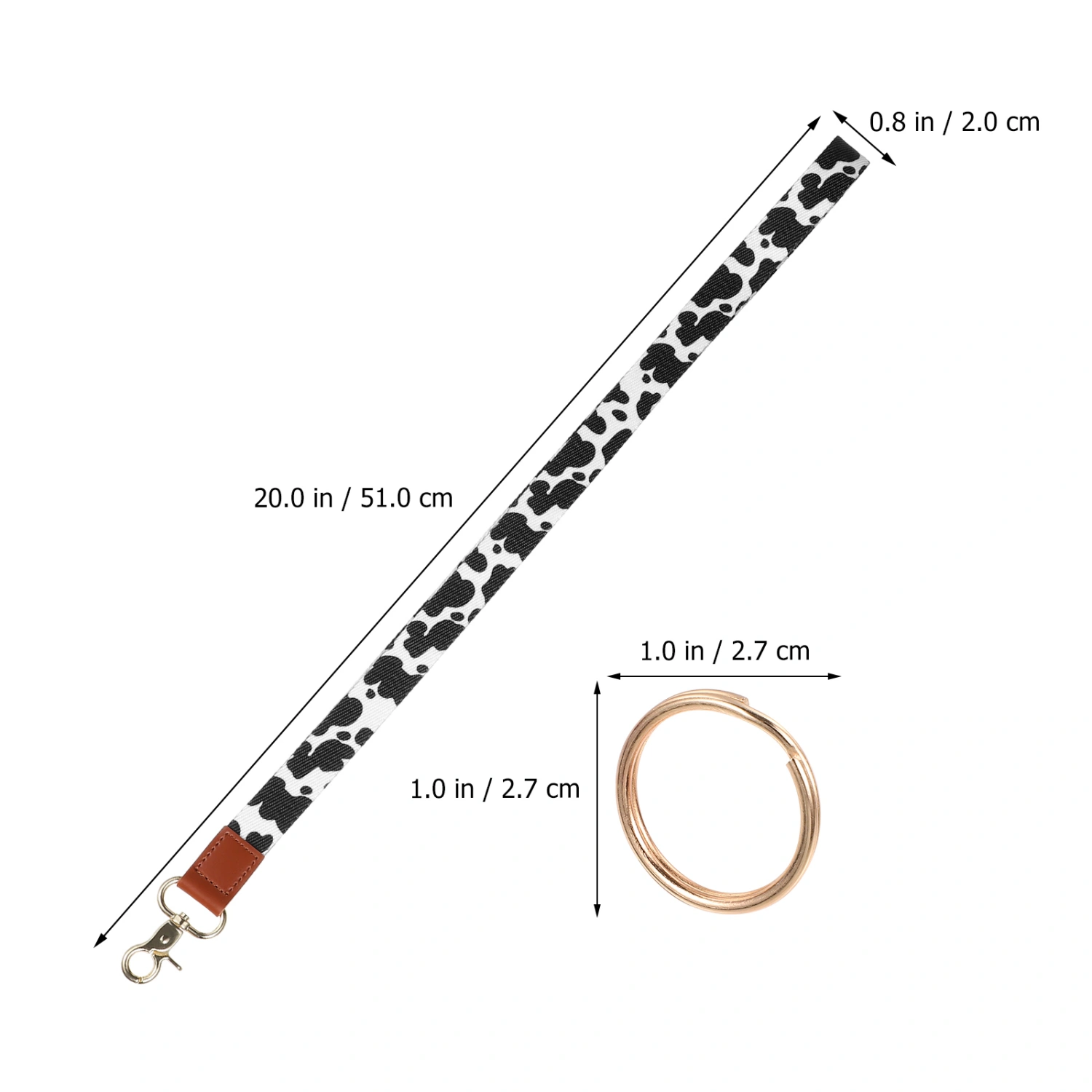 Neck Lanyard Strap Cow-pattern Lanyard with Short String and Rings for Keychain Phone ID Badges Card