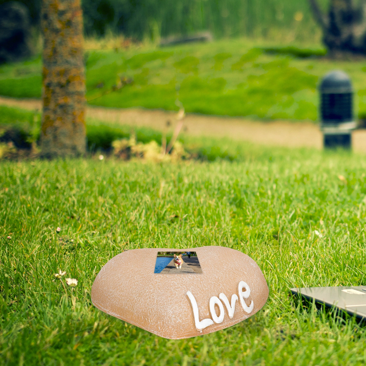 Heart Shape Garden Pet Tombstone Resin Puppy Grave Marker Cat Kitten Memorial Headstone