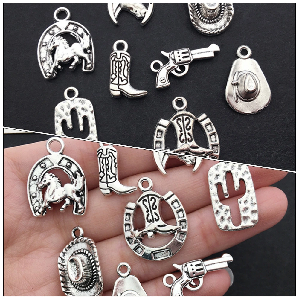 48pcs Western Cowboy Charms Alloy Pendants Bracelet Charms Earrings Necklace Charms Assorted Style