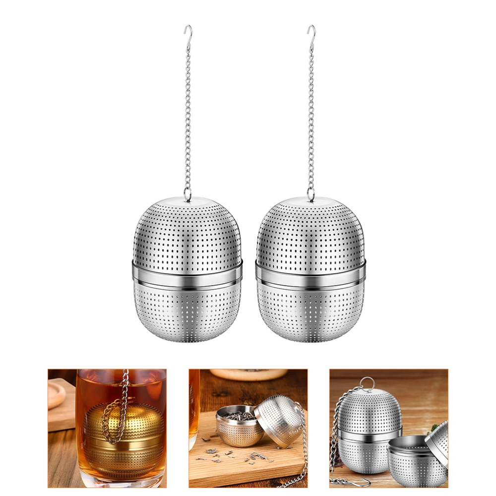 2Pcs Hanging Spice Strainer Stainless Steel Tea Steeper Multi-use Tea Filter Ball Home Office Tea Strainer