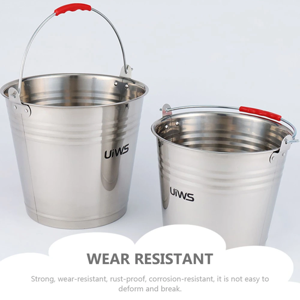 Stainless Steel Bucket with Handle Portable Water Bucket Multipurpose Bucket