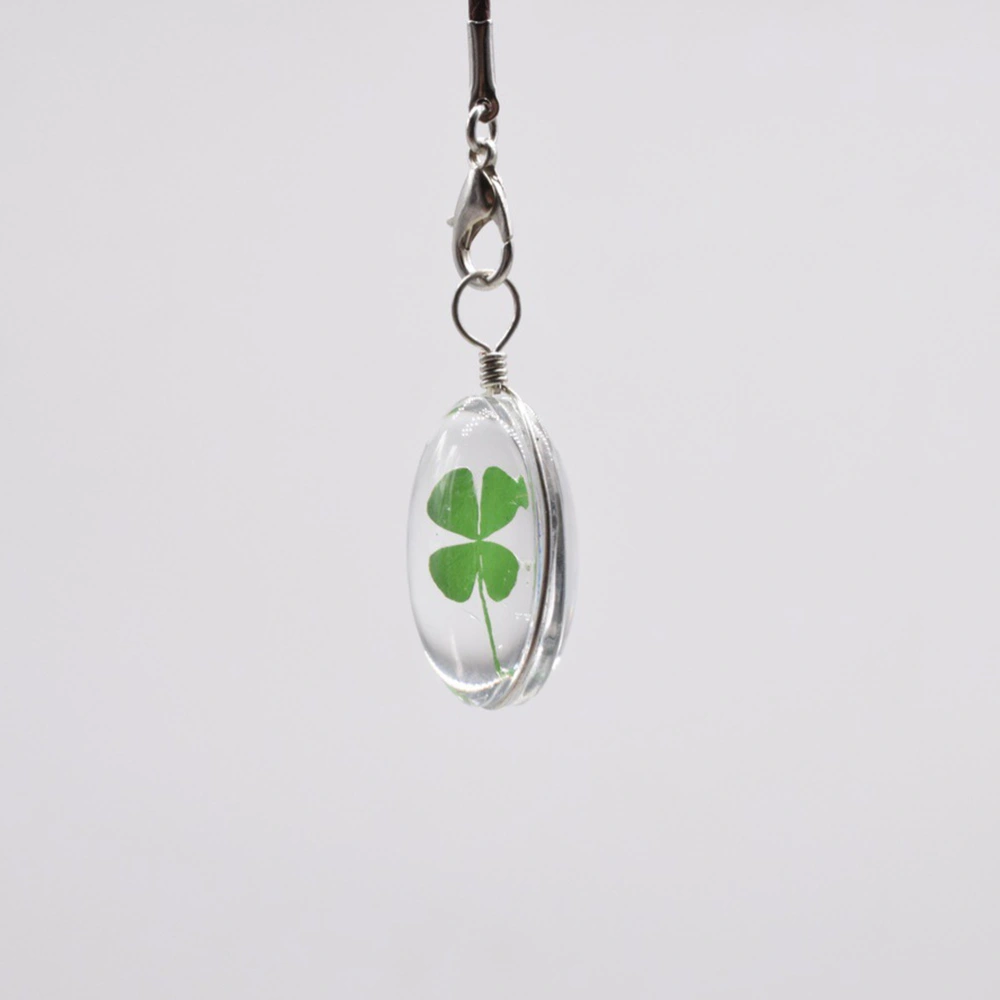 5pcs DIY Clovers Charms Pendants Glass Luck Keychain Charms Jewelry Making Accessories