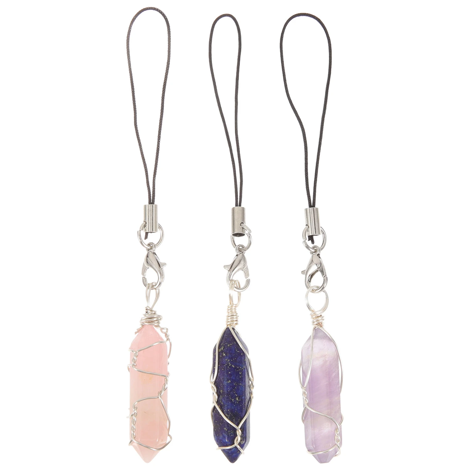 3Pcs Crystals Stone Key Chain Crystal Keychain Hanging Ornament Backpack Key Chain Pendant
