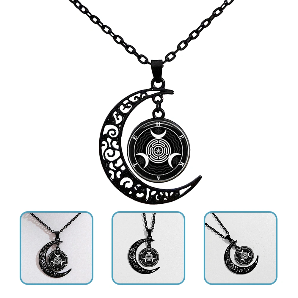Moon Pendant Necklace Neck Ornament Statement Necklace for Teen Girls Women