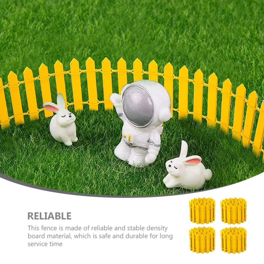 4pcs Miniature Garden Farm Fence Prop Microlandscape Layout Fence Model Mini House Supply