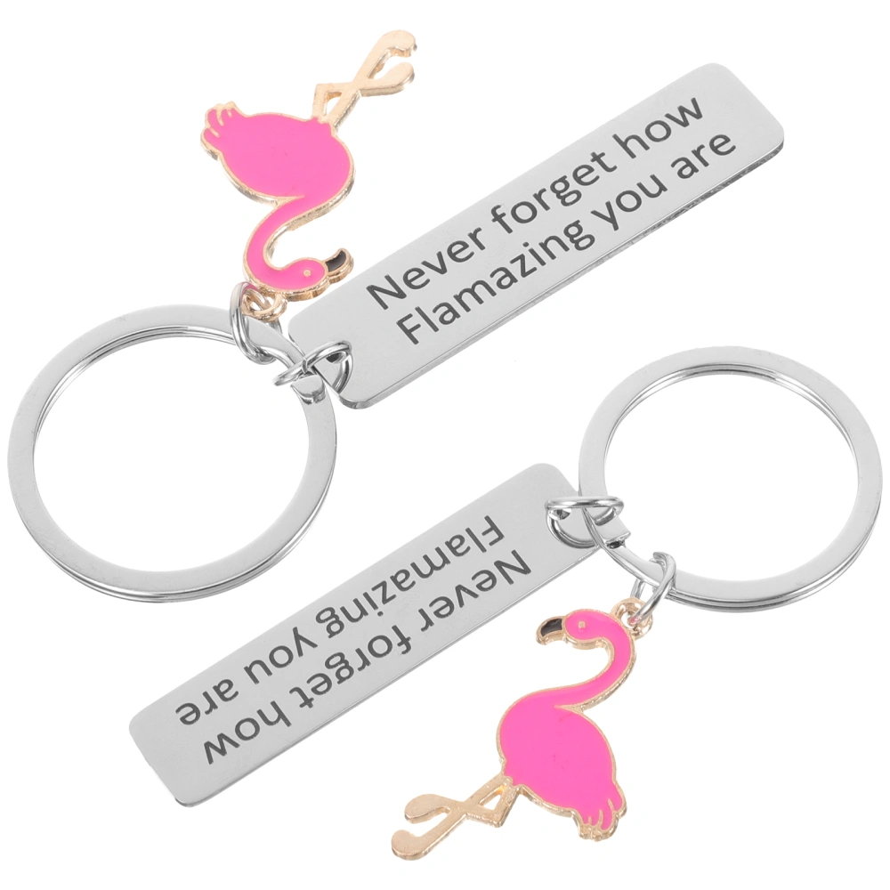 2pcs Flamingo Shaped Key Ring Pendants Flamingo Charm Key Chain Pendant