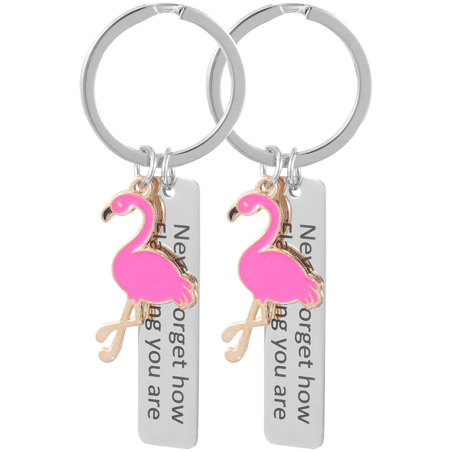 2pcs Flamingo Shaped Key Ring Pendants Flamingo Charm Key Chain Pendant