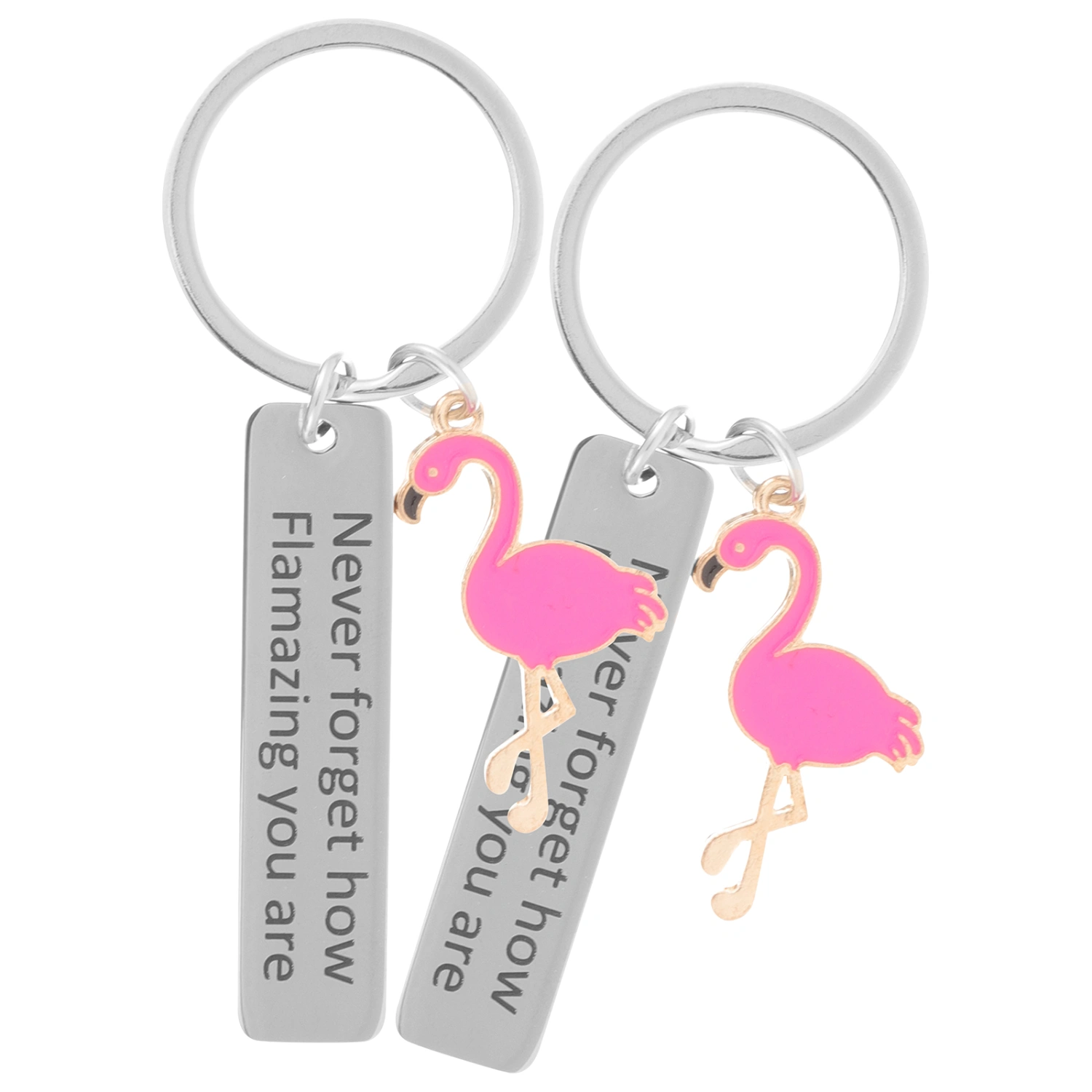 2pcs Flamingo Shaped Key Ring Pendants Flamingo Charm Key Chain Pendant