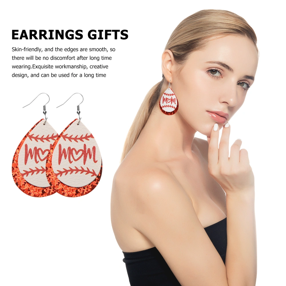 3 Pairs Leather Earrings Sports Style Dangle Earrings Temperament Mom Earrings