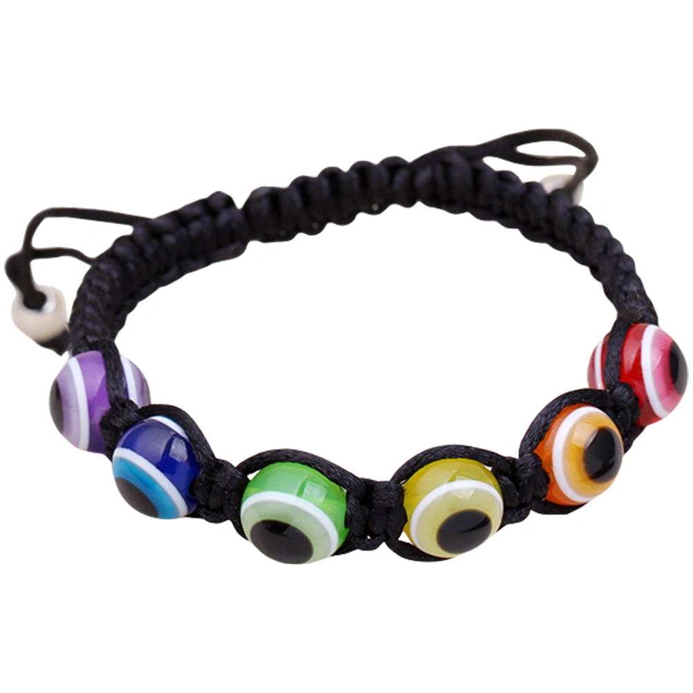 2pcs Rainbow Evil Eye Bracelets Woven Adjustable Braided String Bracelets