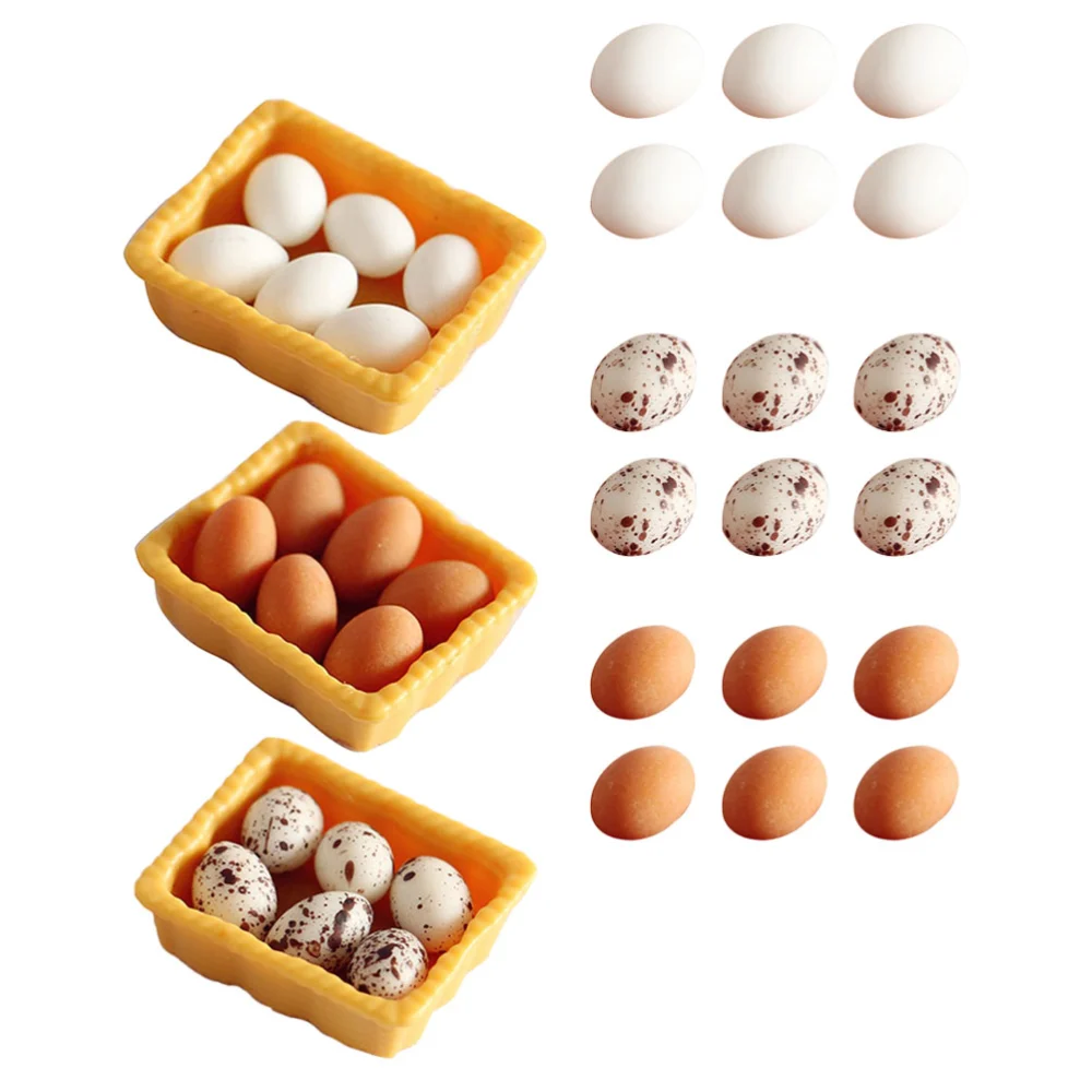 1 Set of Miniature Egg Model Miniature Egg Tray Micro Landscaping Miniature Doll House Accessories