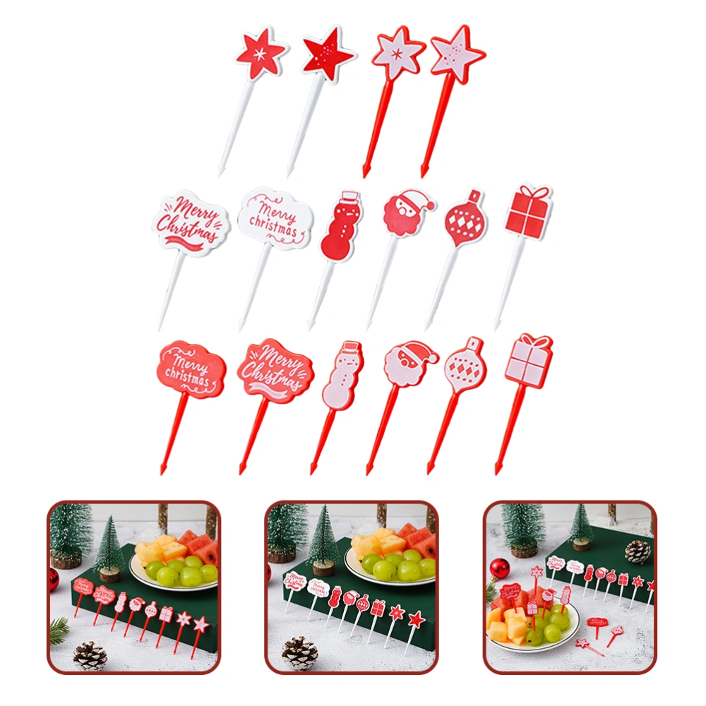 16Pcs Christmas Fruit Picks Decorative Food Picks Xmas Themed Cocktail Picks Fruit Picks