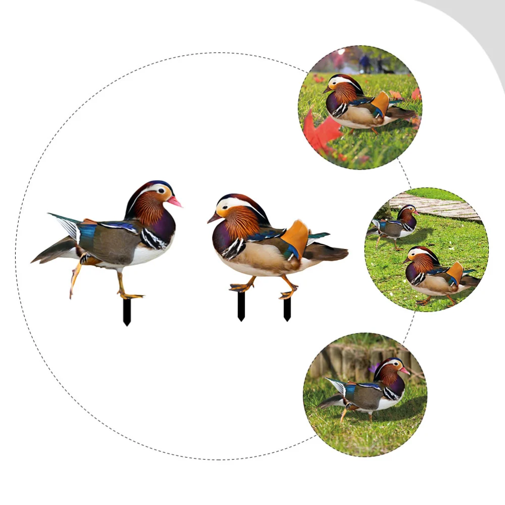 2pcs Duck Yards Art Decor Acrylic Duck Ornament Yard Stake Garden Decor Ornaments