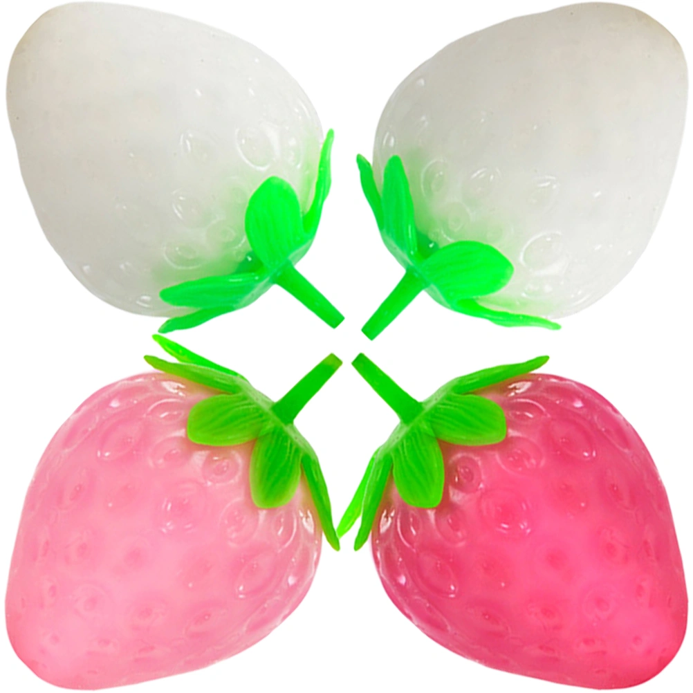 4Pcs Strawberry Stress Balls for Kids Fruit Shaped Stress Toys Stretchy Strawberry Toys