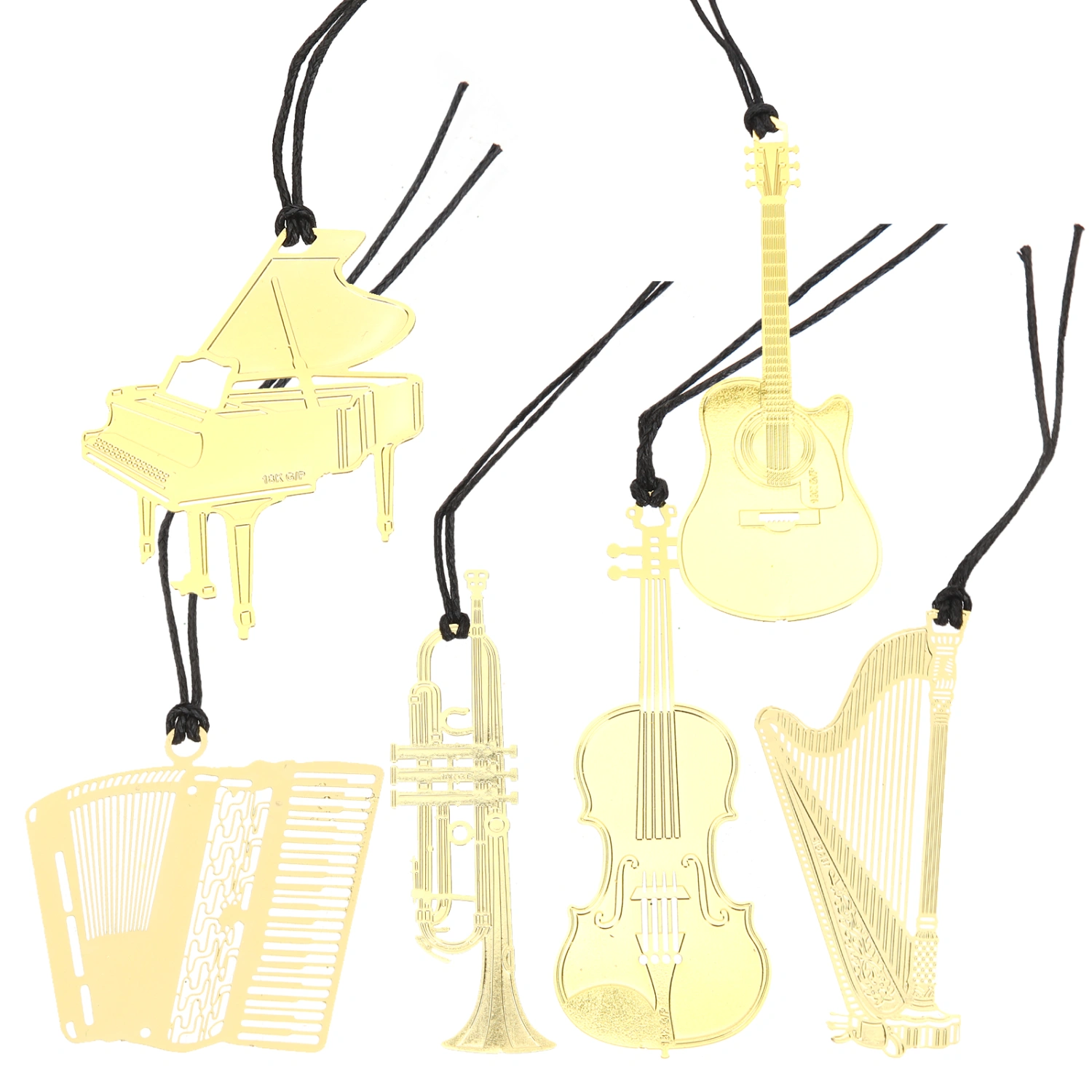 6pcs Musical Instruments Bookmarks Metal Reading Bookmarks Decorative Book Page-markers