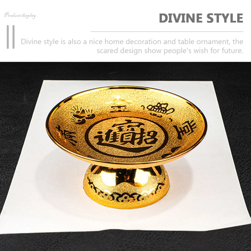 2pcs Golden Footed Offering Plate Temple Fruit Tray Snack Plate Wealth God Offering Plate