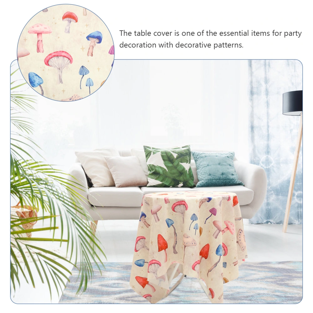 Decorative Tablecloth Colorful Mushroom Printed Polyester Table Cloth Table Cover