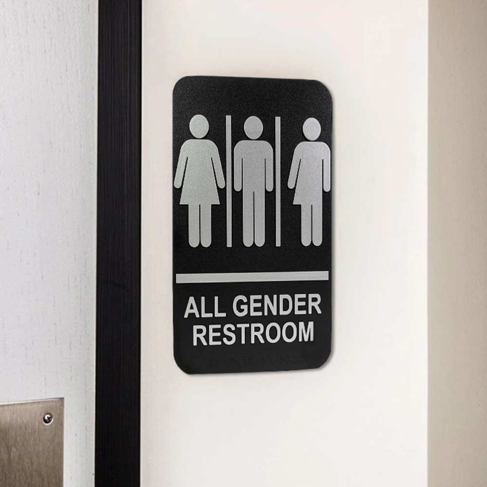 Unisex Braille Restroom Sign Self Adhesive Bathroom Sign for Bathroom Toilet Restroom