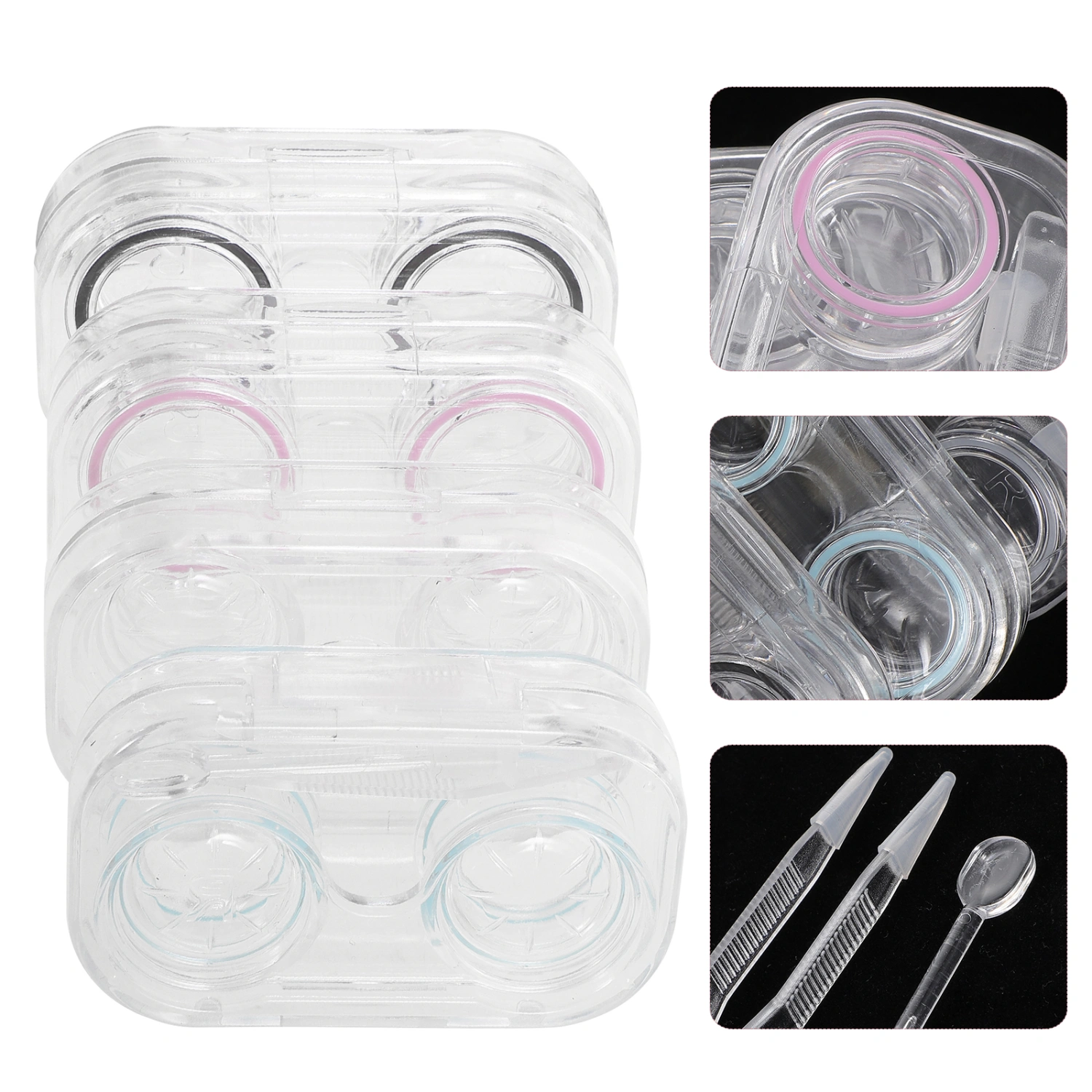 4Pcs Contact-lens Box Clear Contact-lens Case Cosmetic Lens Holder Contact-lens Case for Girls