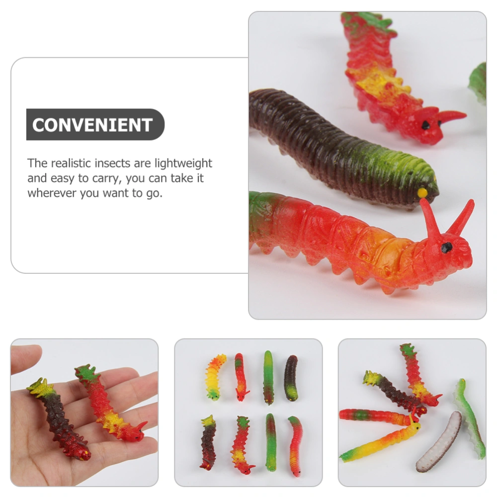 10pcs Simulation Caterpillars Realistic Worm Crawling Insects Halloween Prank Jokes Toy