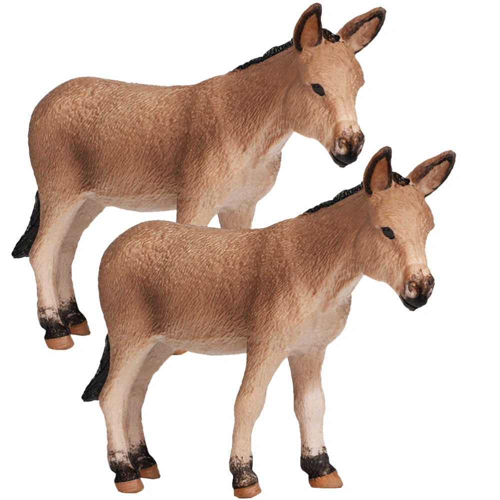 2Pcs Donkey Model Desktop Donkey Decoration Standing Donkey Toy Farm Animal Model Donkey Model