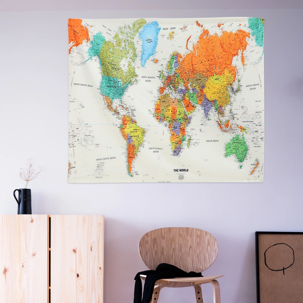 Vintage Style World Map Tapestry Household Wall Background Decoration World Map Mural