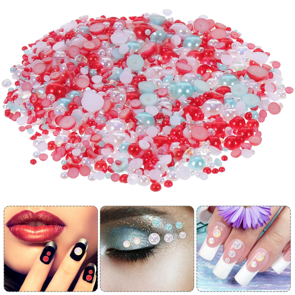 1 Bag Semi-round Imitation Pearl Resin Diamond Resin Flatback Nail Art Decor Phone Case Decoration