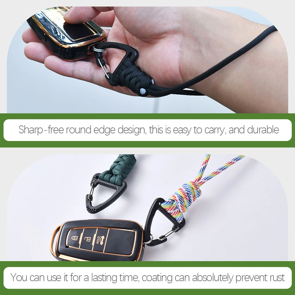 3Pcs Woven Lanyard Spring Coil Cord Keychain Lanyard Outdoor Emergencies Lanyard