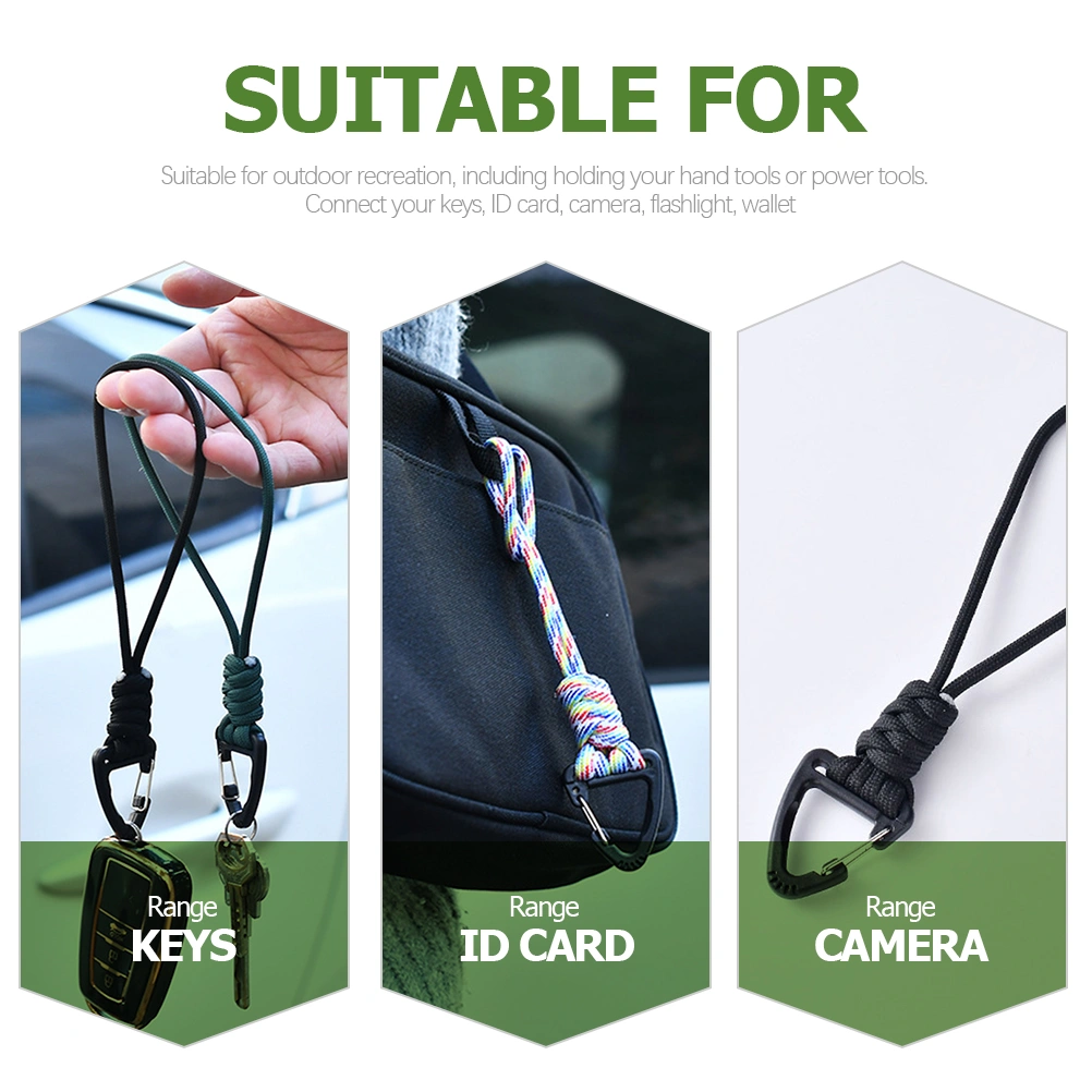 3Pcs Woven Lanyard Spring Coil Cord Keychain Lanyard Outdoor Emergencies Lanyard