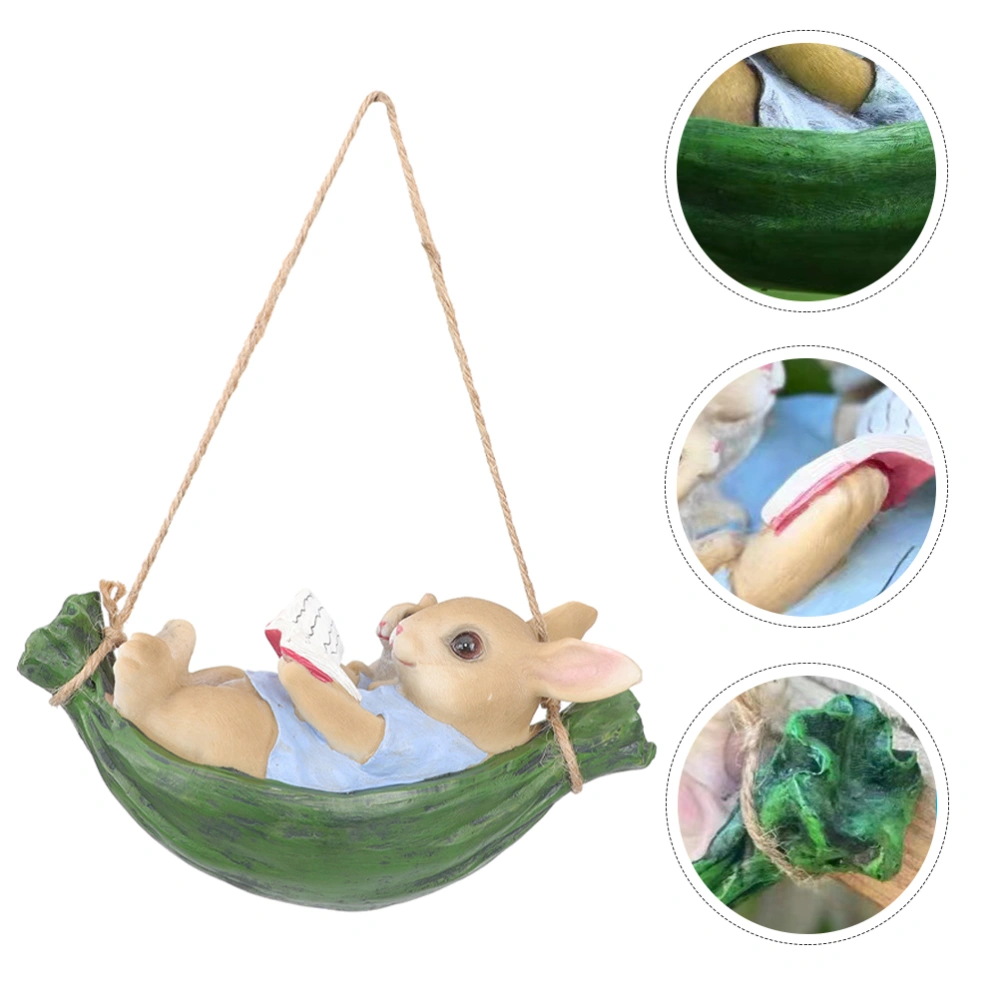 Resin Swing Rabbit Garden Statue Simulation Rabbit Outdoor Landscape Hanging Decoration