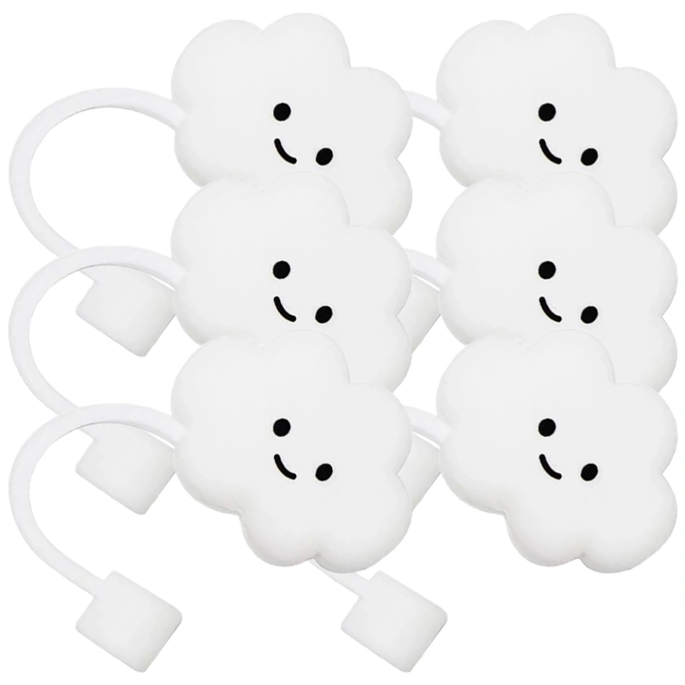 6pcs Silicone Straw Plugs Straw Tips Covers Cartoon Cloud Straw Protectors