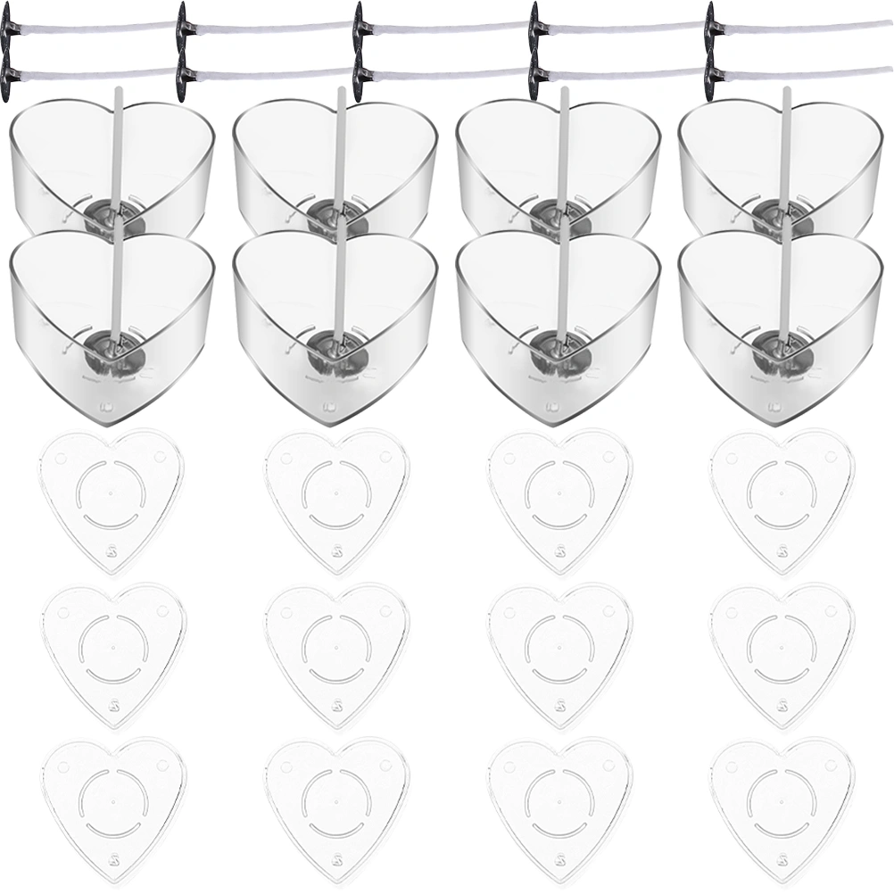 1 Set of  DIY Heart Shaped Candle Box with Wicks  Plastic Candle Container Wax Melt Box for Candle Making