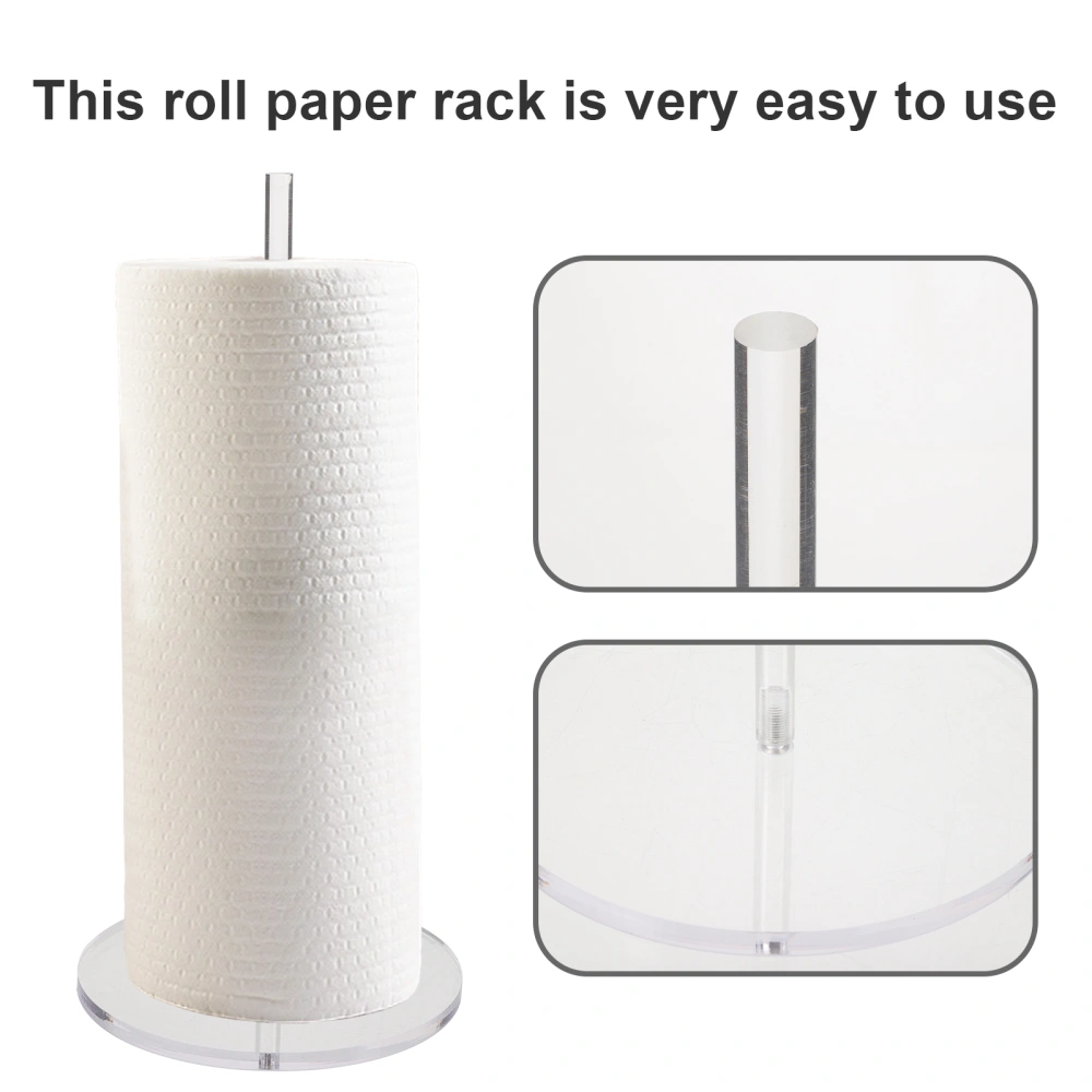 Tabletop Tissue Paper Roll Stand Kitchen Roll Towel Holder Transparent Acrylic Round Stand