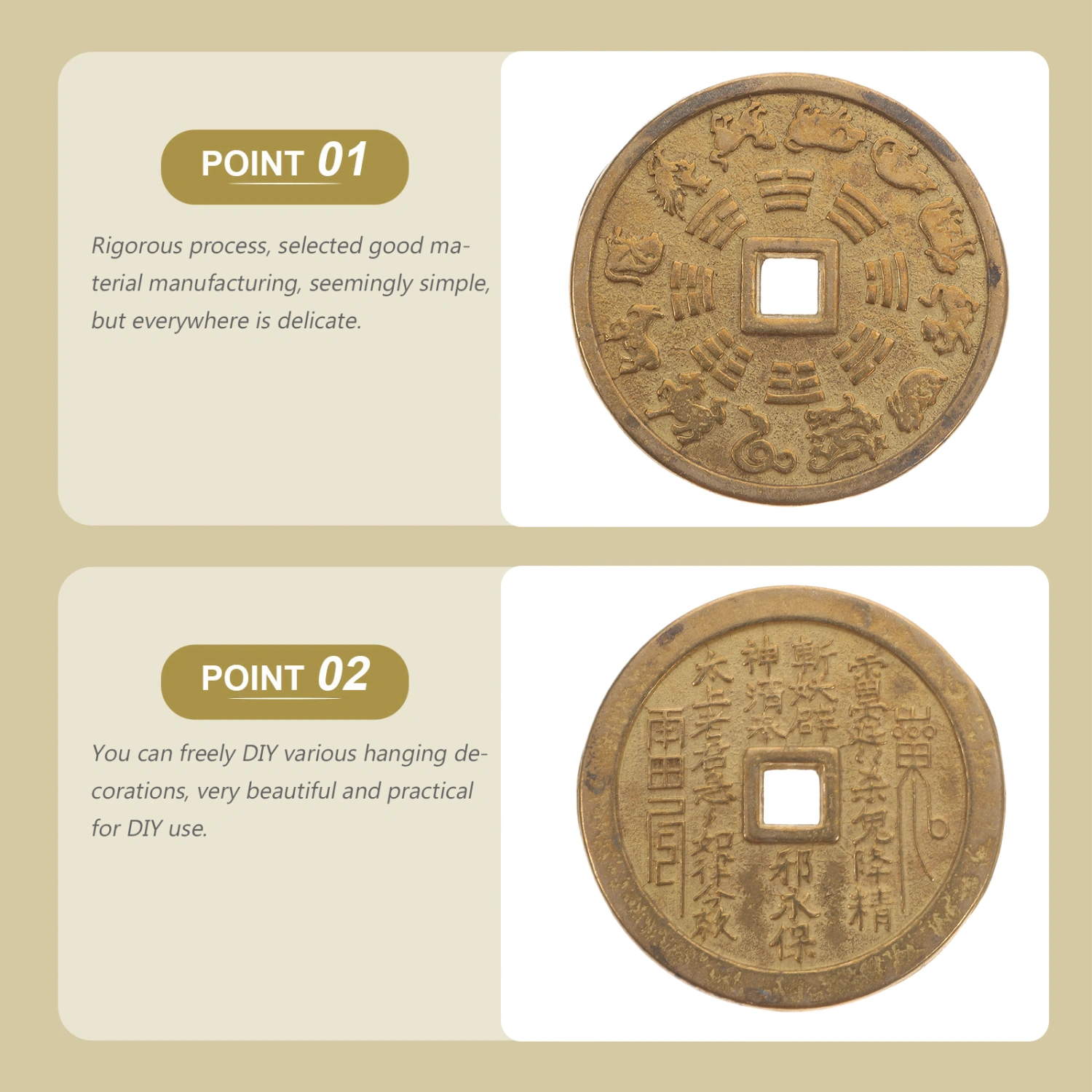 Chinese Zodiac Copper Coin Divination Coins Vintage Zodiac Copper Coins Prop