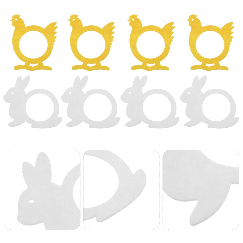 16pcs Rabbit-shaped Napkin Rings Adorable Chick Napkin Buckles Elegant Serviette Rings