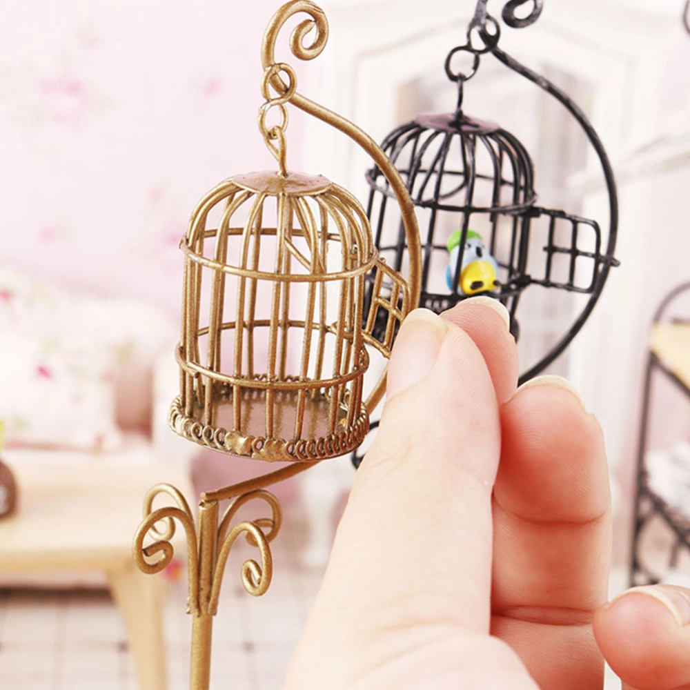 Mini Birdcage Model Miniature Birdcage Mini House Decorative Accessory