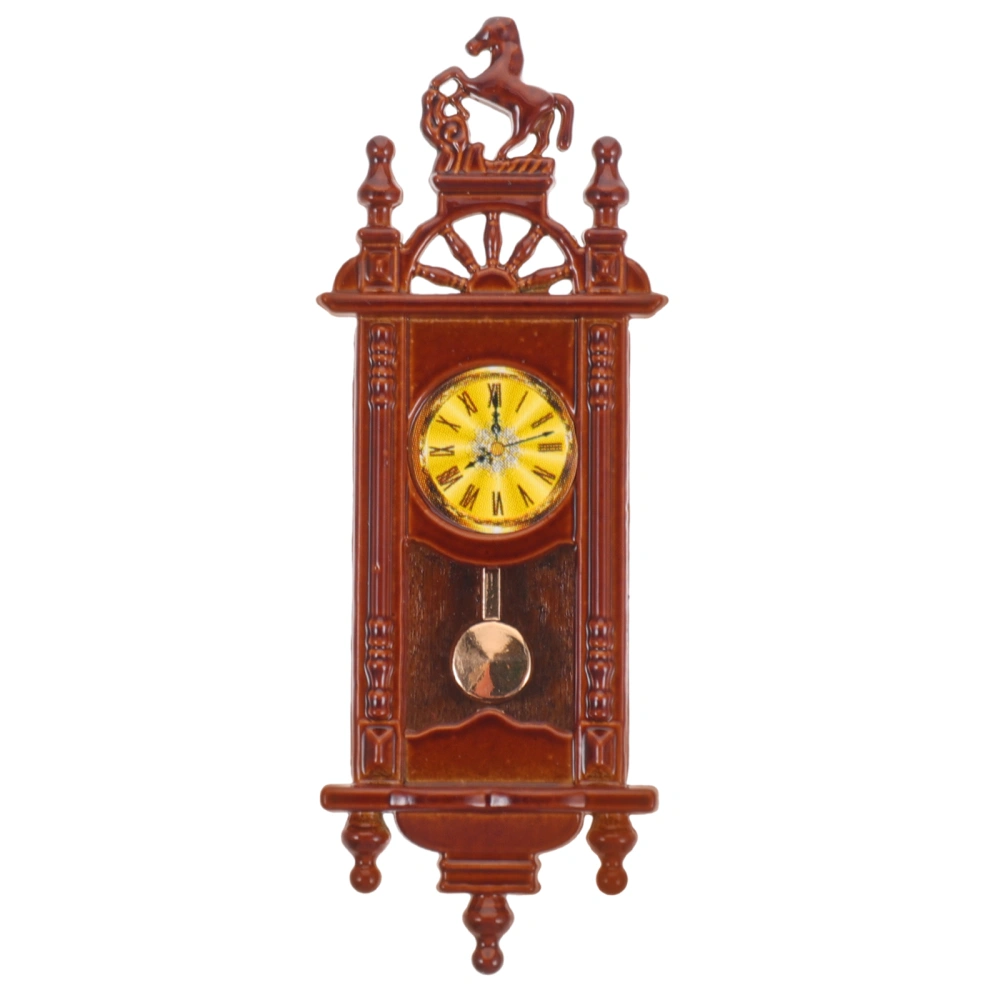 Mini Pendulum Clock Ornament Mini House Exquisite Clock Adornment Retro Style Pendulum Clock