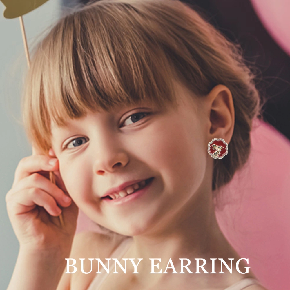 1 Pair of Rabbit Earring Lovely Bunny Stud Earring Easter Earring Jewelry Gift for Girl