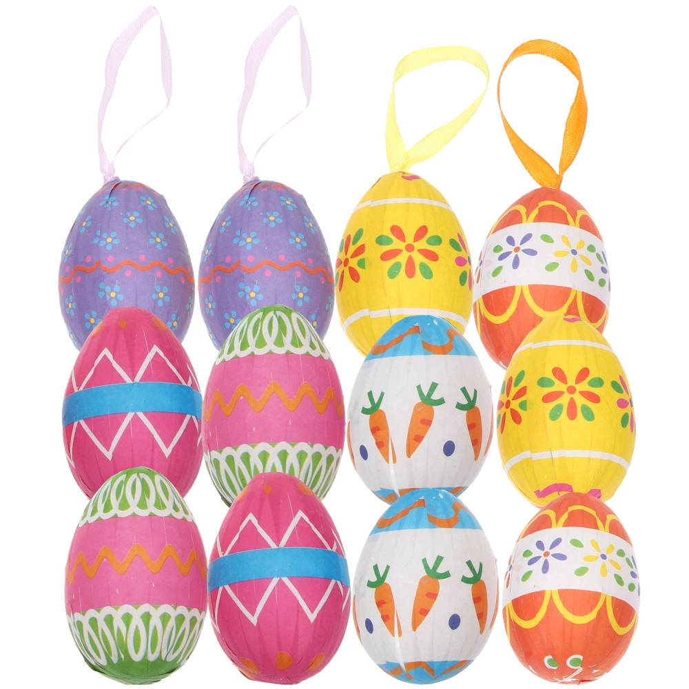 12Pcs Hanging Easter Eggs Wear-resistant Egg Ornaments Adorable DIY Easter Ornaments