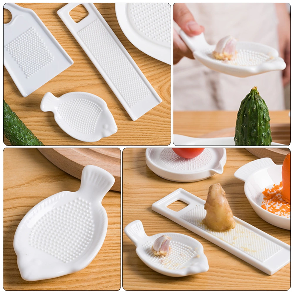 2pcs Ceramic Grater Plate Garlic Grinders Garlic Mincer Ginger Garlic Grater Kitchen Gadgets