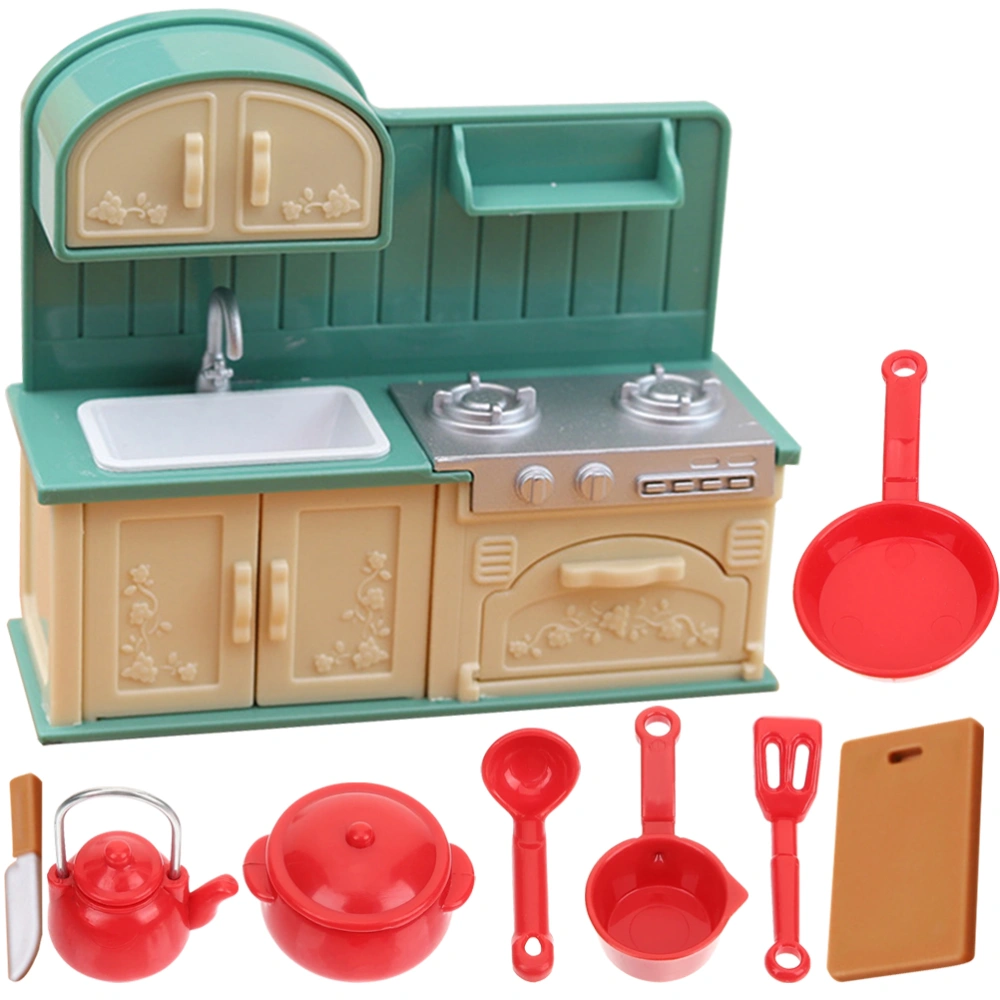 1 Set Miniature Doll House Kitchen Accessories Miniature Cooking Utensil Cabinet Kids Pretend Play Toys