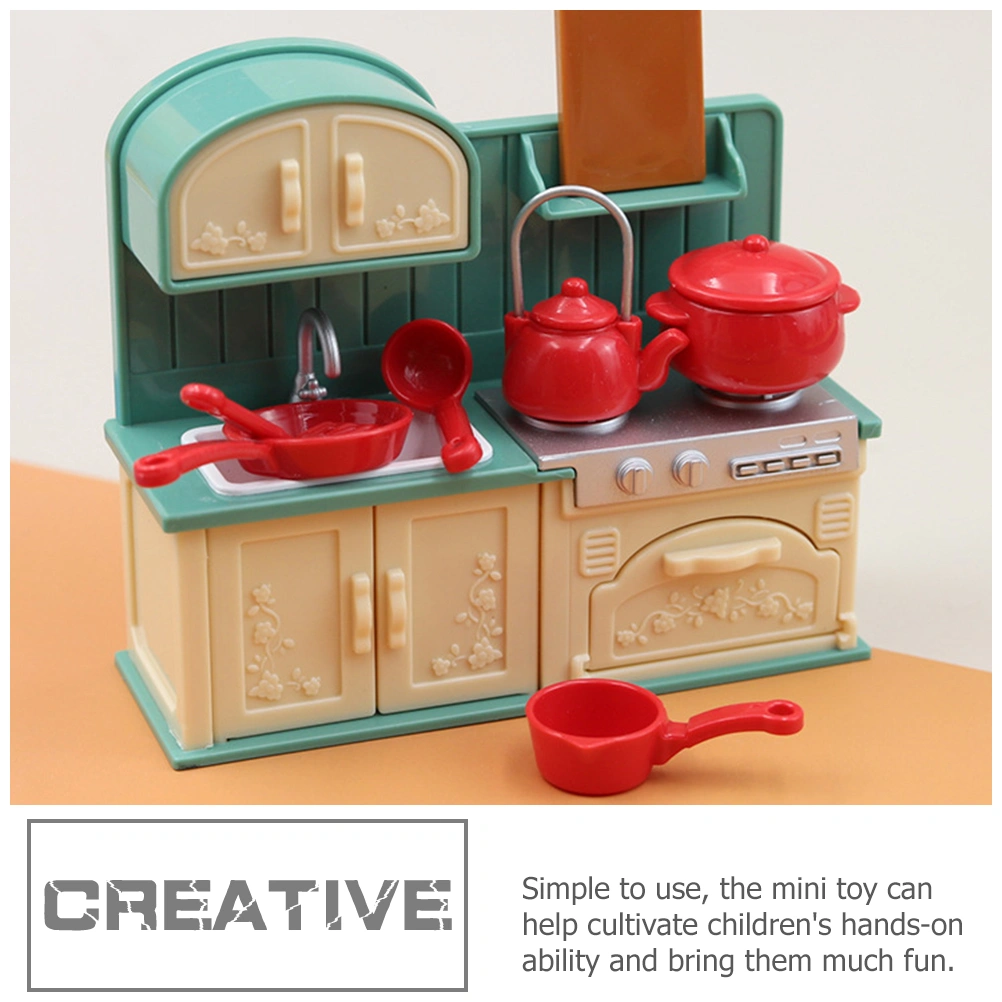 1 Set Miniature Doll House Kitchen Accessories Miniature Cooking Utensil Cabinet Kids Pretend Play Toys