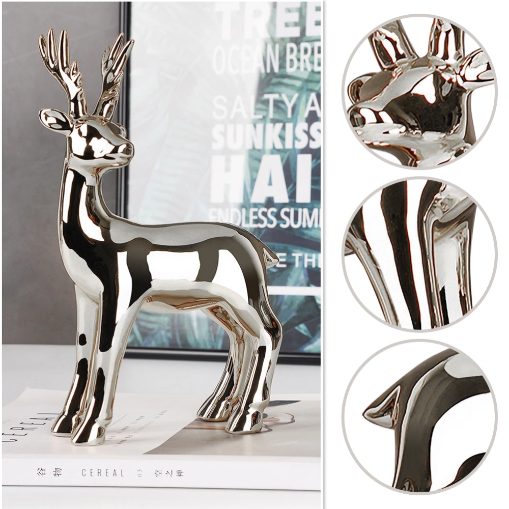 Electroplate Deer Model Animal Shaped Art Crafts Ceramic Animal Decors Animal Figurine