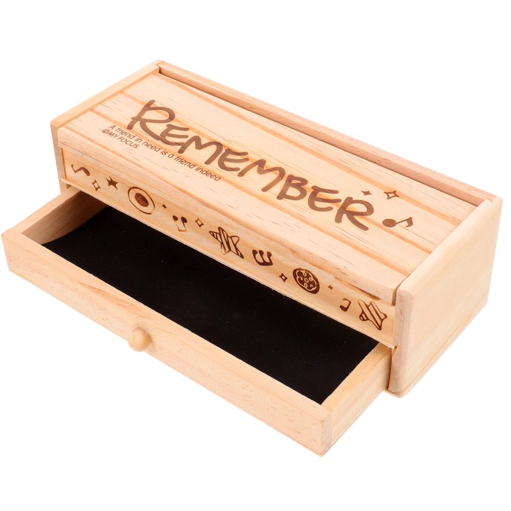 Double Layer Stationery Storage Box Multifunction Wooden Pencil  Case for Student Stationery