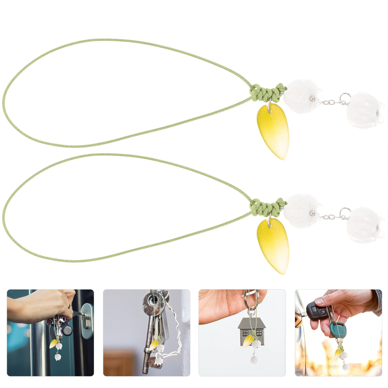 2pcs Cell Phone Straps Flower Key Chain Ornament Phone Lanyard Decor for Women