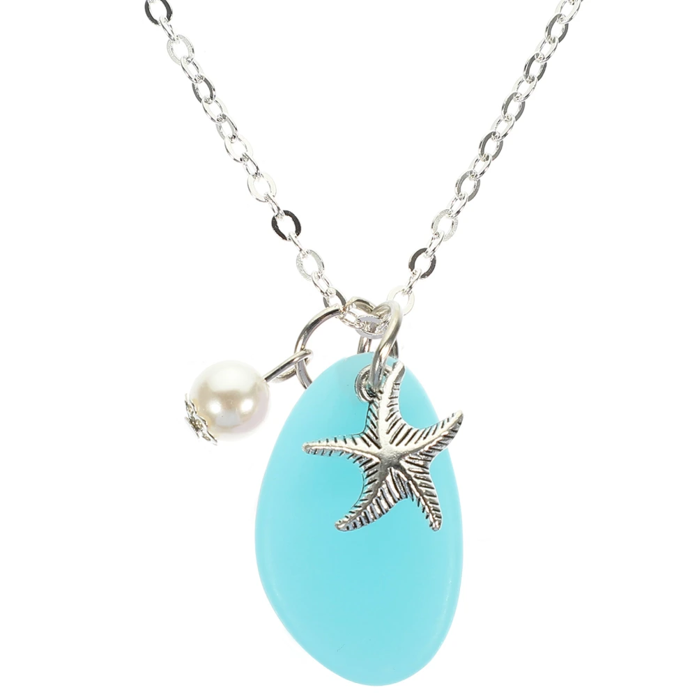 Sea Theme Necklace Beach Style Pearl Pendant Necklace Gift for Women Girls Lady