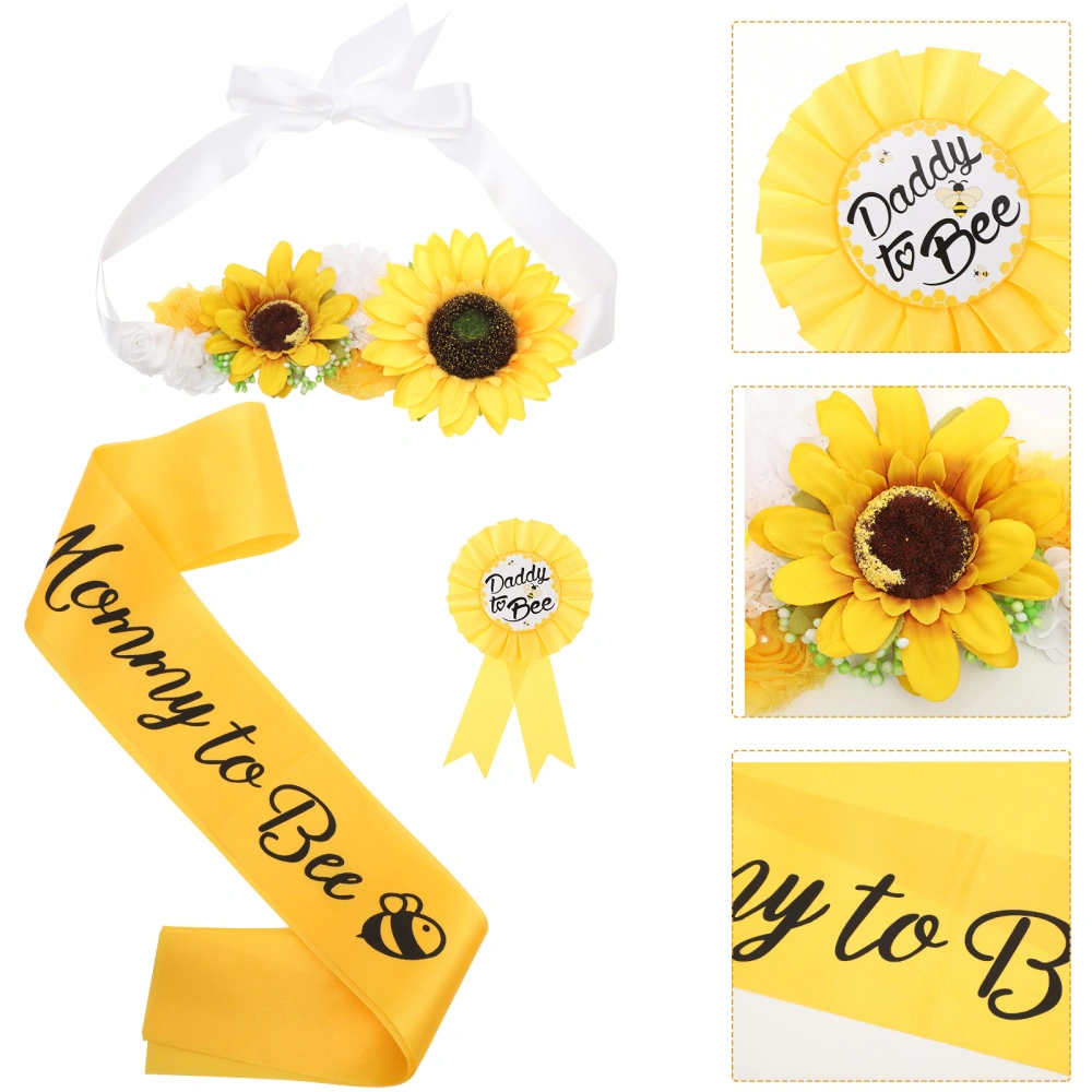 1 Set Mommy To Be Sash Flower Belt Daddy To Be Corsage Pregnancy Photo Props